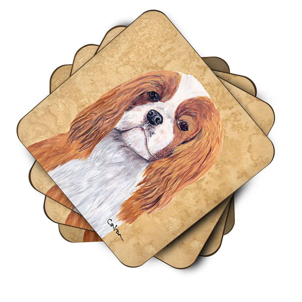 Cavalier Spaniel Wipe your Paws Foam Coasters Set of 4 Cup Coasters for Indoor Outdoor, Tabletop Protection, Anti Slip, Mouse pad Material