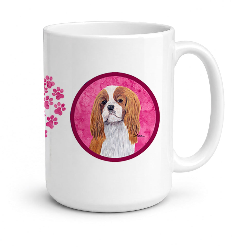 Pink Cavalier Spaniel Ceramic Coffee Mug 15 oz Decorative Large C Handle Mug Cup for Tea, Cocoa Hot Chocolate