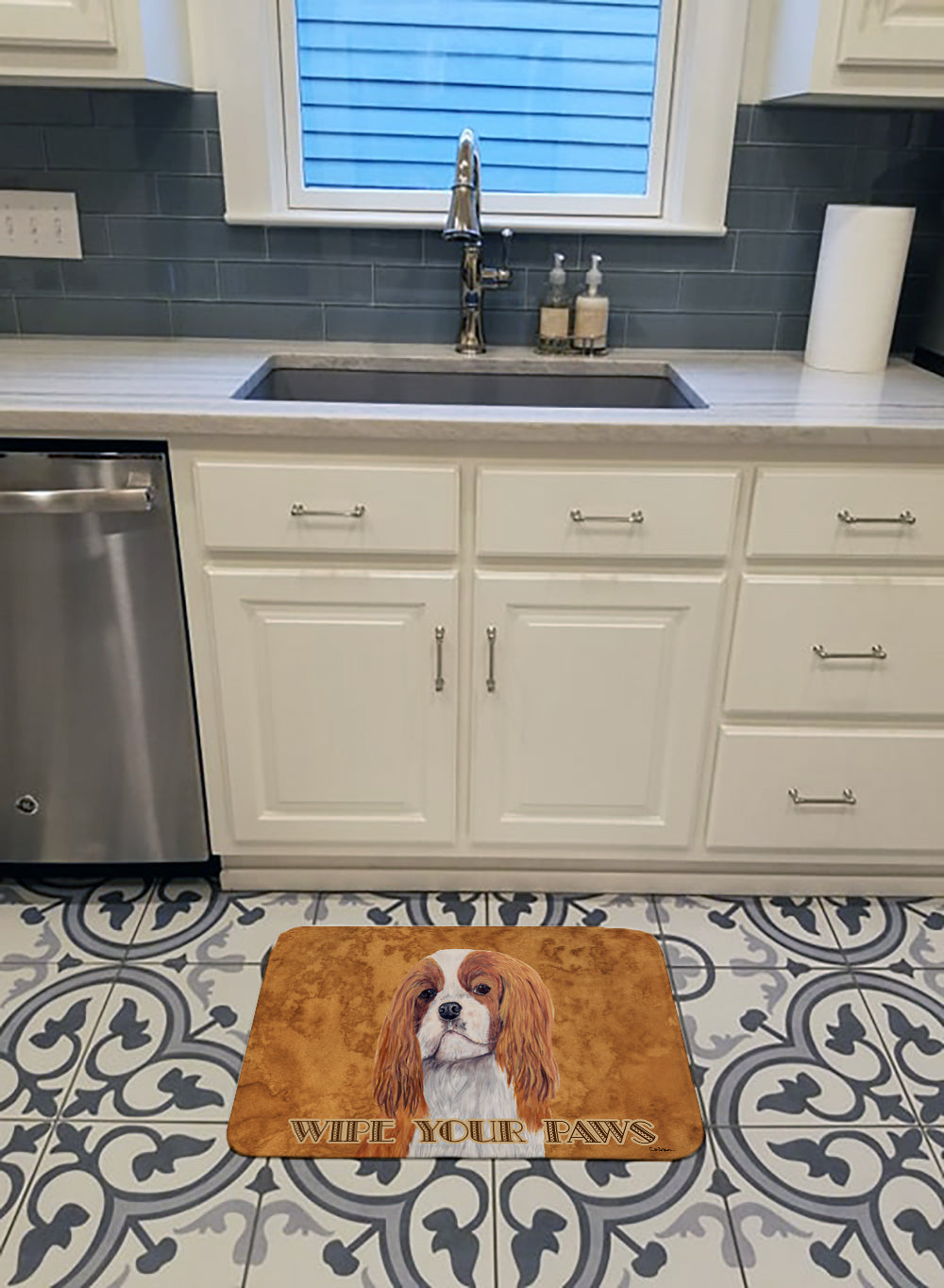 Cavalier Spaniel Wipe your Paws Memory Foam Kitchen Mat Machine Washable Anti-Fatigue Cushion Comfort Bath or Kitchen Rug