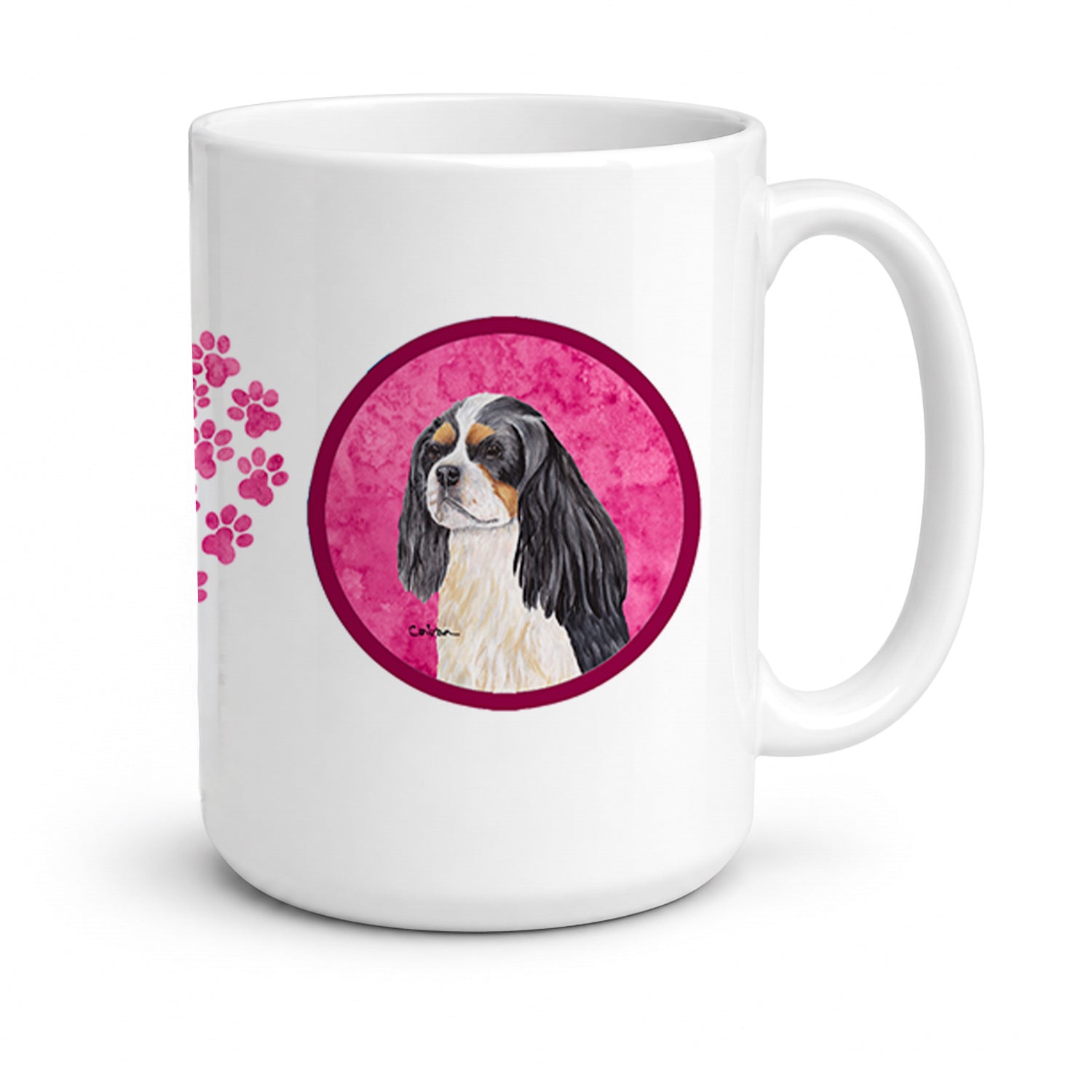 Pink Cavalier Spaniel Ceramic Coffee Mug 15 oz Decorative Large C Handle Mug Cup for Tea, Cocoa Hot Chocolate