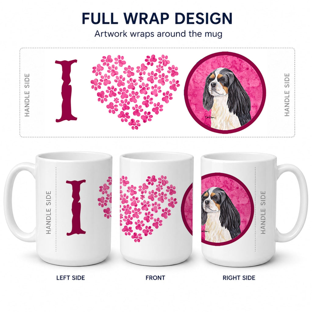Pink Cavalier Spaniel Ceramic Coffee Mug 15 oz Decorative Large C Handle Mug Cup for Tea, Cocoa Hot Chocolate