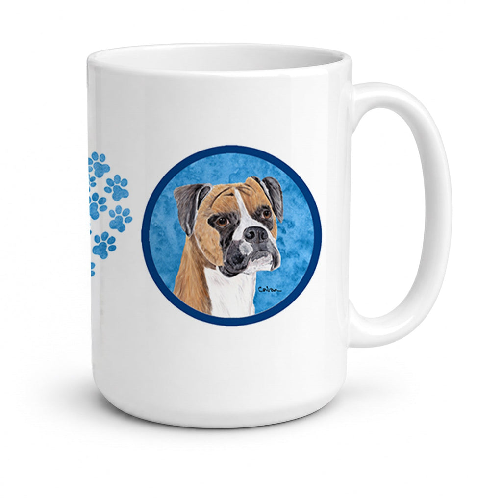 Blue Boxer Ceramic Coffee Mug 15 oz Decorative Large C Handle Mug Cup for Tea, Cocoa Hot Chocolate