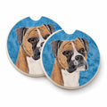 Blue Boxer Set of 2 Cup Holder Car Coasters Absorbent Round Sandstone Coasters Gifts for Men or Women, 2.5, Multicolor