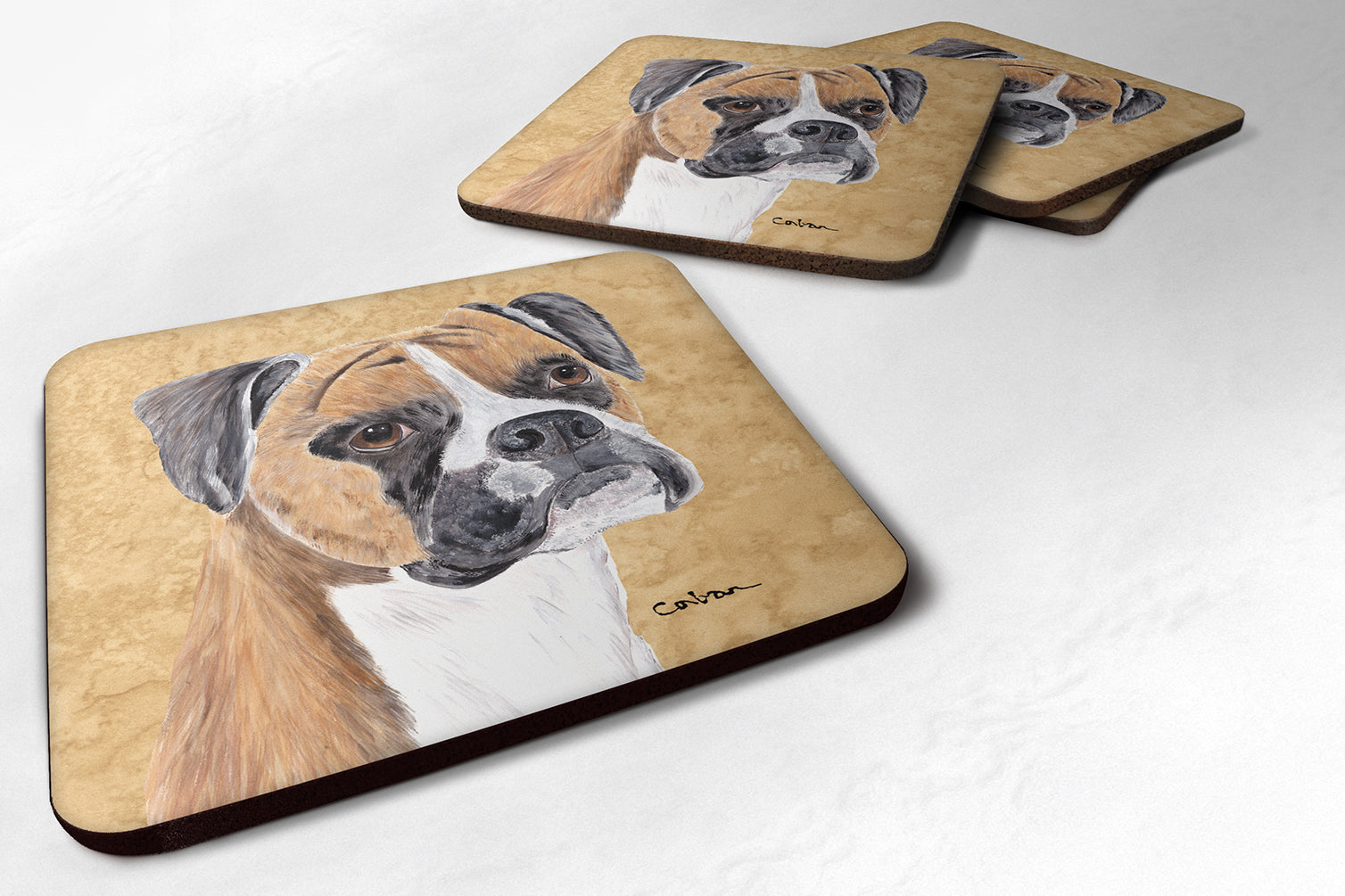 Boxer Wipe your Paws Foam Coasters Set of 4 Cup Coasters for Indoor Outdoor, Tabletop Protection, Anti Slip, Mouse pad Material