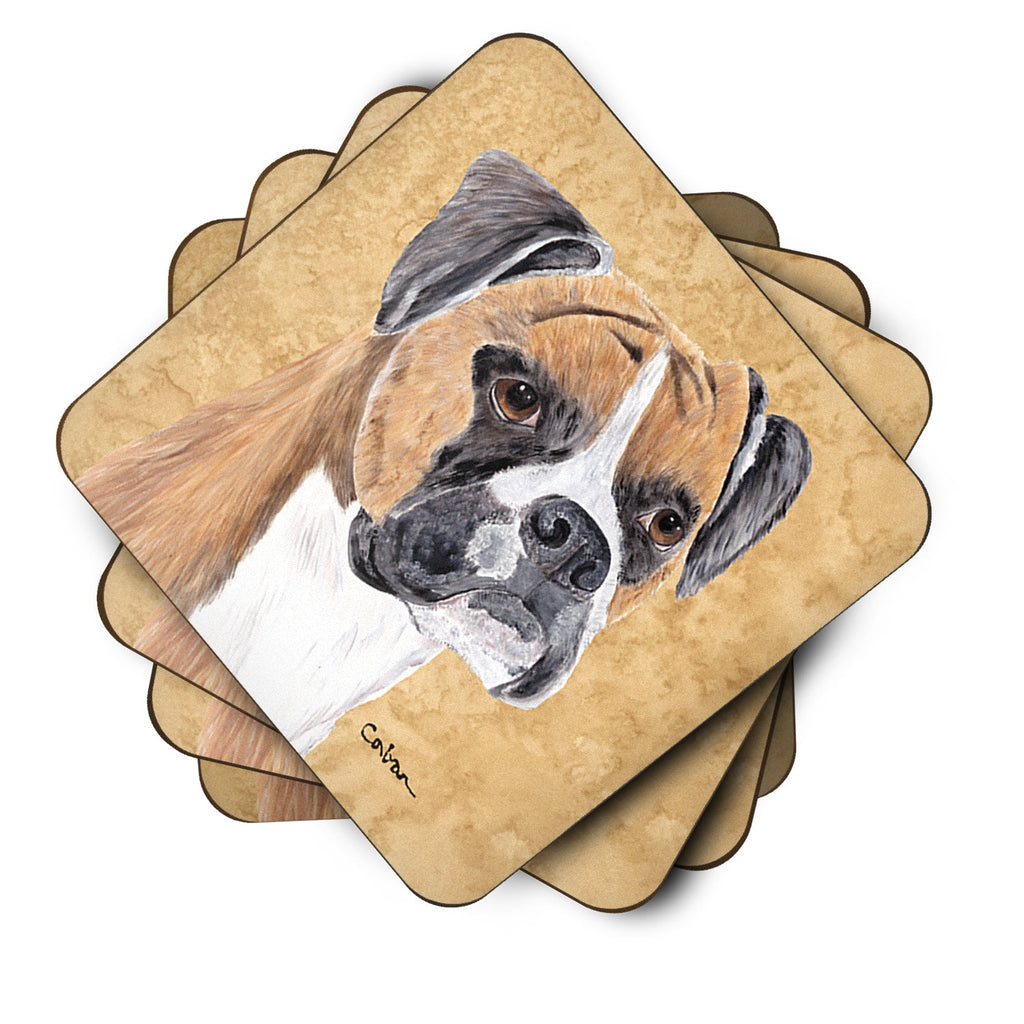 Boxer Wipe your Paws Foam Coasters Set of 4 Cup Coasters for Indoor Outdoor, Tabletop Protection, Anti Slip, Mouse pad Material