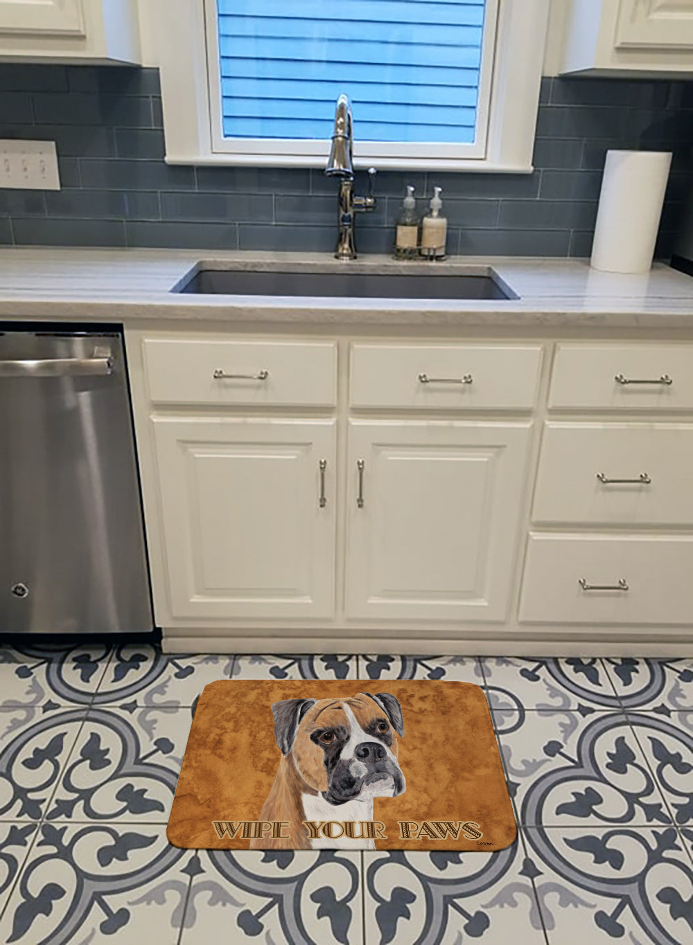 Boxer Wipe your Paws Memory Foam Kitchen Mat Machine Washable Anti-Fatigue Cushion Comfort Bath or Kitchen Rug