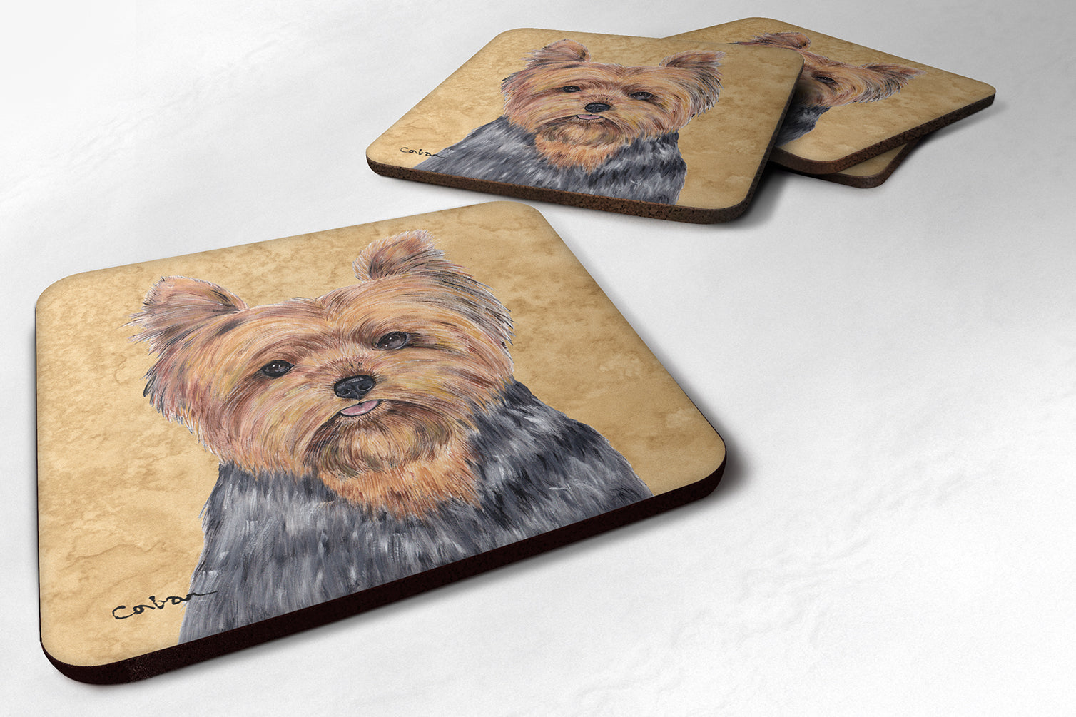 Yorkie Foam Coasters Set of 4 Cup Coasters for Indoor Outdoor, Tabletop Protection, Anti Slip, Mouse pad Material