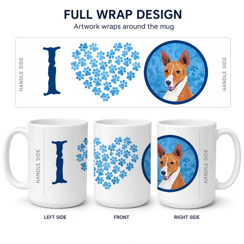 Blue Basenji Ceramic Coffee Mug 15 oz Decorative Large C Handle Mug Cup for Tea, Cocoa Hot Chocolate
