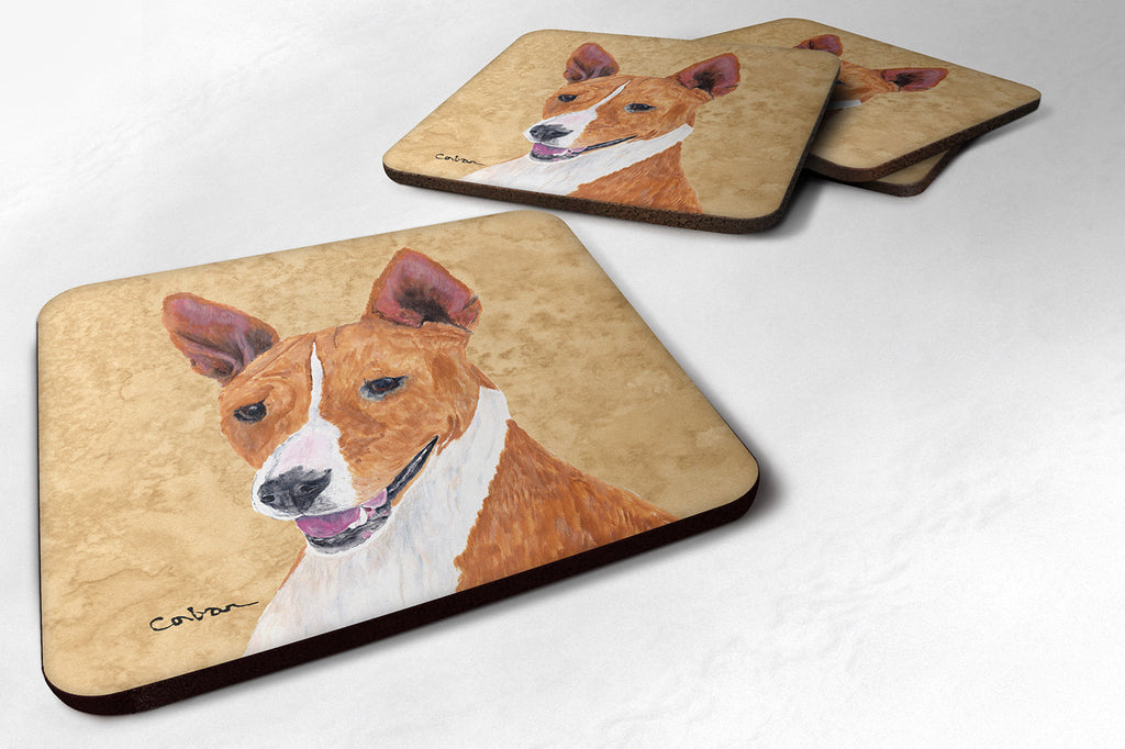 Basenji Wipe your Paws Foam Coasters Set of 4 Cup Coasters for Indoor Outdoor, Tabletop Protection, Anti Slip, Mouse pad Material