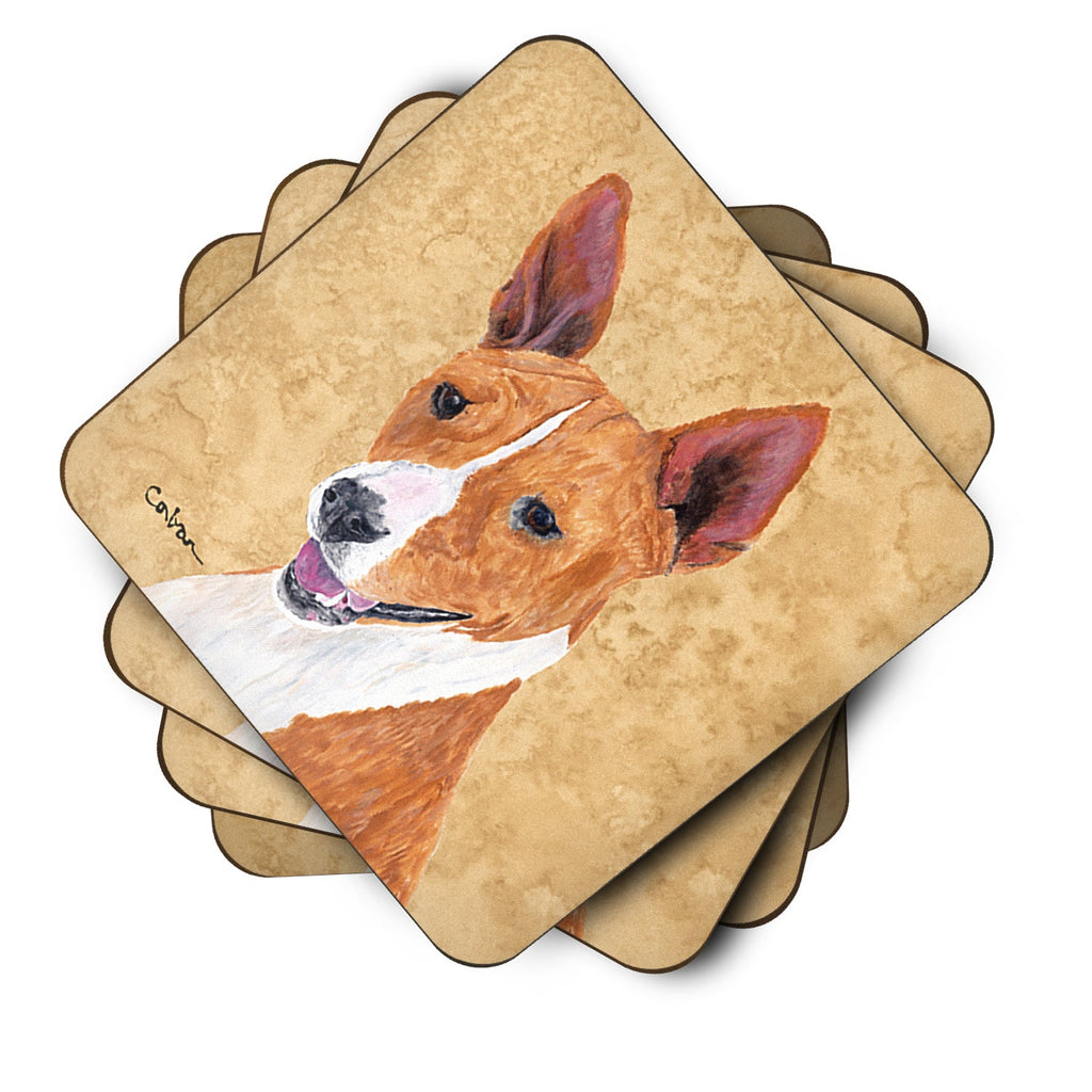 Basenji Wipe your Paws Foam Coasters Set of 4 Cup Coasters for Indoor Outdoor, Tabletop Protection, Anti Slip, Mouse pad Material