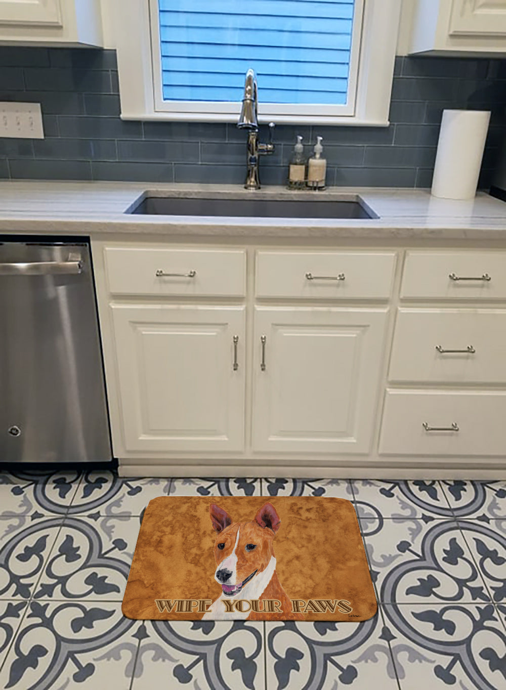 Basenji Wipe your Paws Memory Foam Kitchen Mat Machine Washable Anti-Fatigue Cushion Comfort Bath or Kitchen Rug
