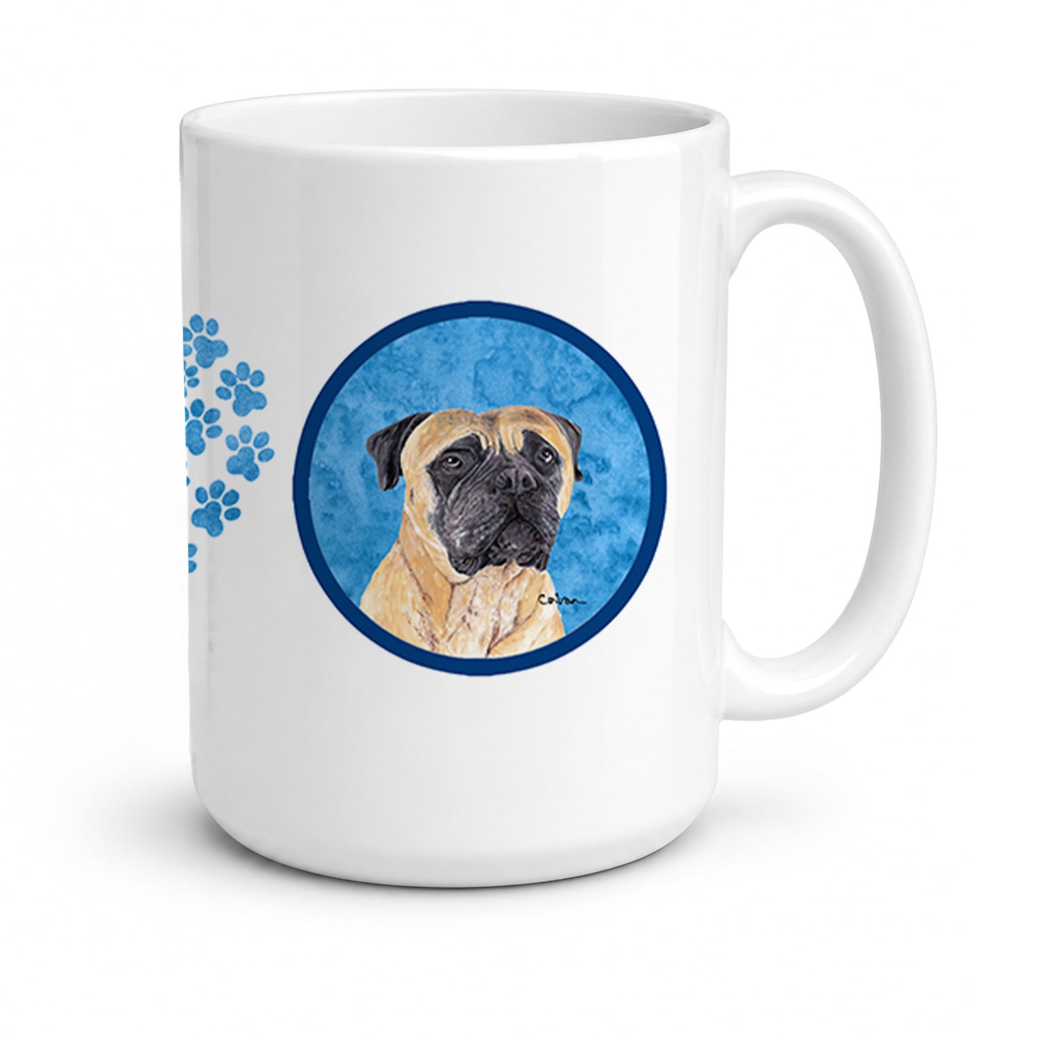 Blue Mastiff Ceramic Coffee Mug 15 oz Decorative Large C Handle Mug Cup for Tea, Cocoa Hot Chocolate