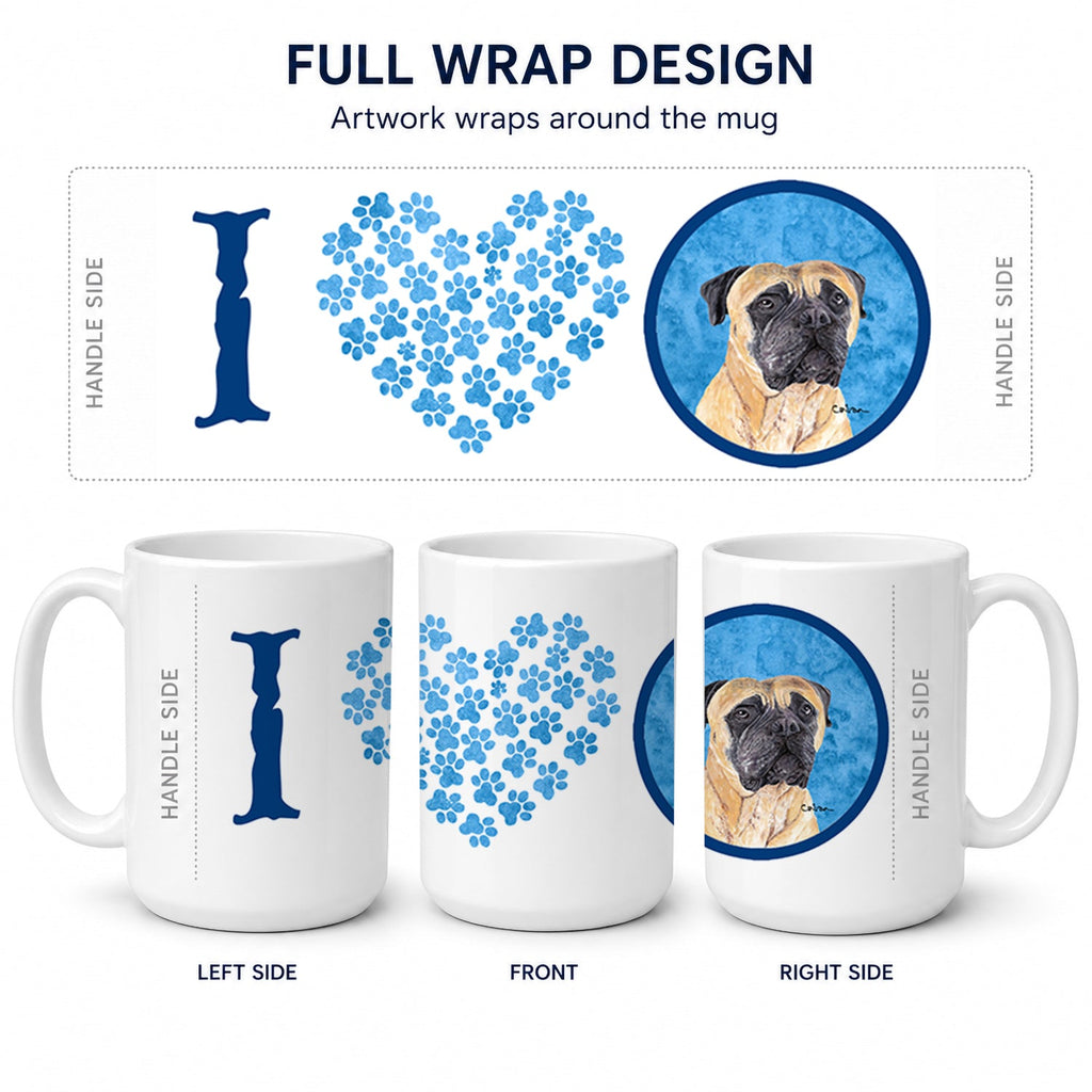 Blue Mastiff Ceramic Coffee Mug 15 oz Decorative Large C Handle Mug Cup for Tea, Cocoa Hot Chocolate