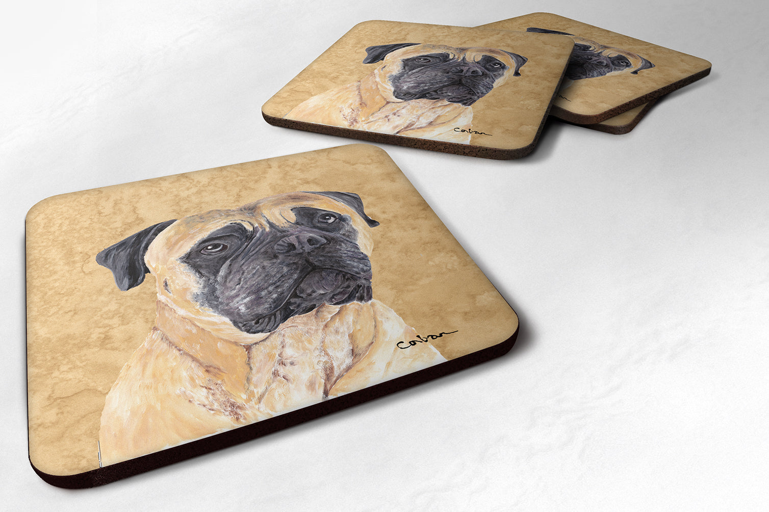Mastiff Wipe your Paws Foam Coasters Set of 4 Cup Coasters for Indoor Outdoor, Tabletop Protection, Anti Slip, Mouse pad Material