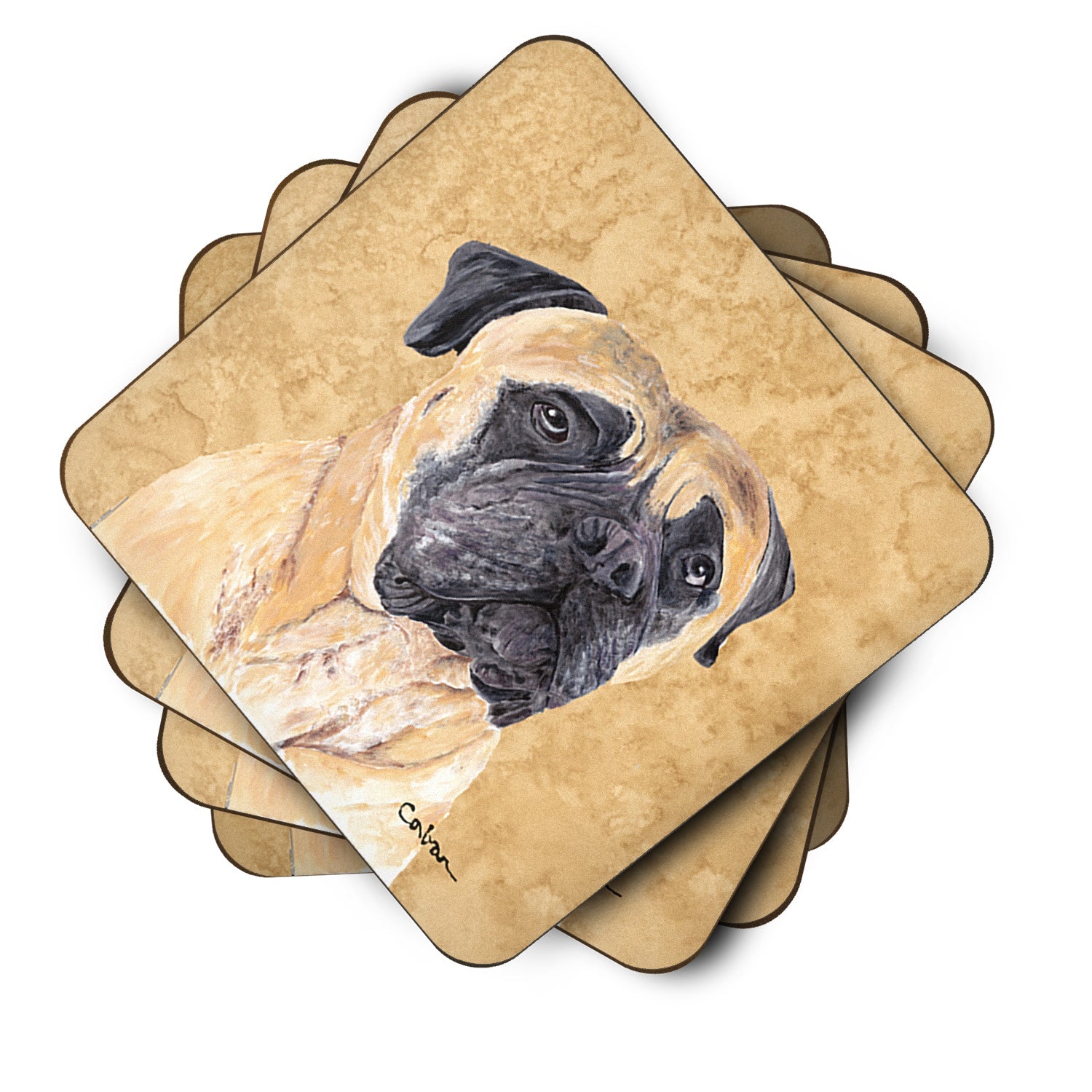 Mastiff Wipe your Paws Foam Coasters Set of 4 Cup Coasters for Indoor Outdoor, Tabletop Protection, Anti Slip, Mouse pad Material
