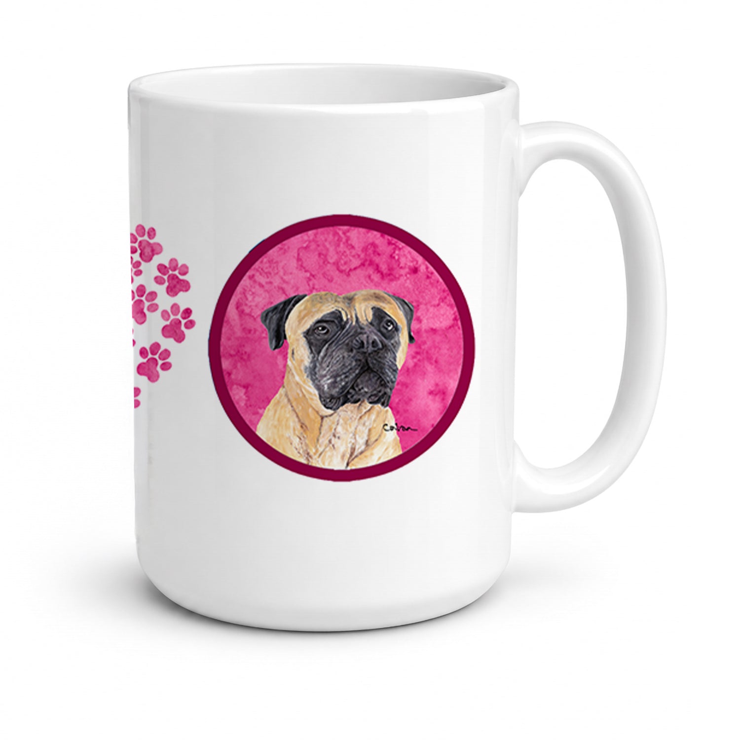 Pink Mastiff Ceramic Coffee Mug 15 oz Decorative Large C Handle Mug Cup for Tea, Cocoa Hot Chocolate