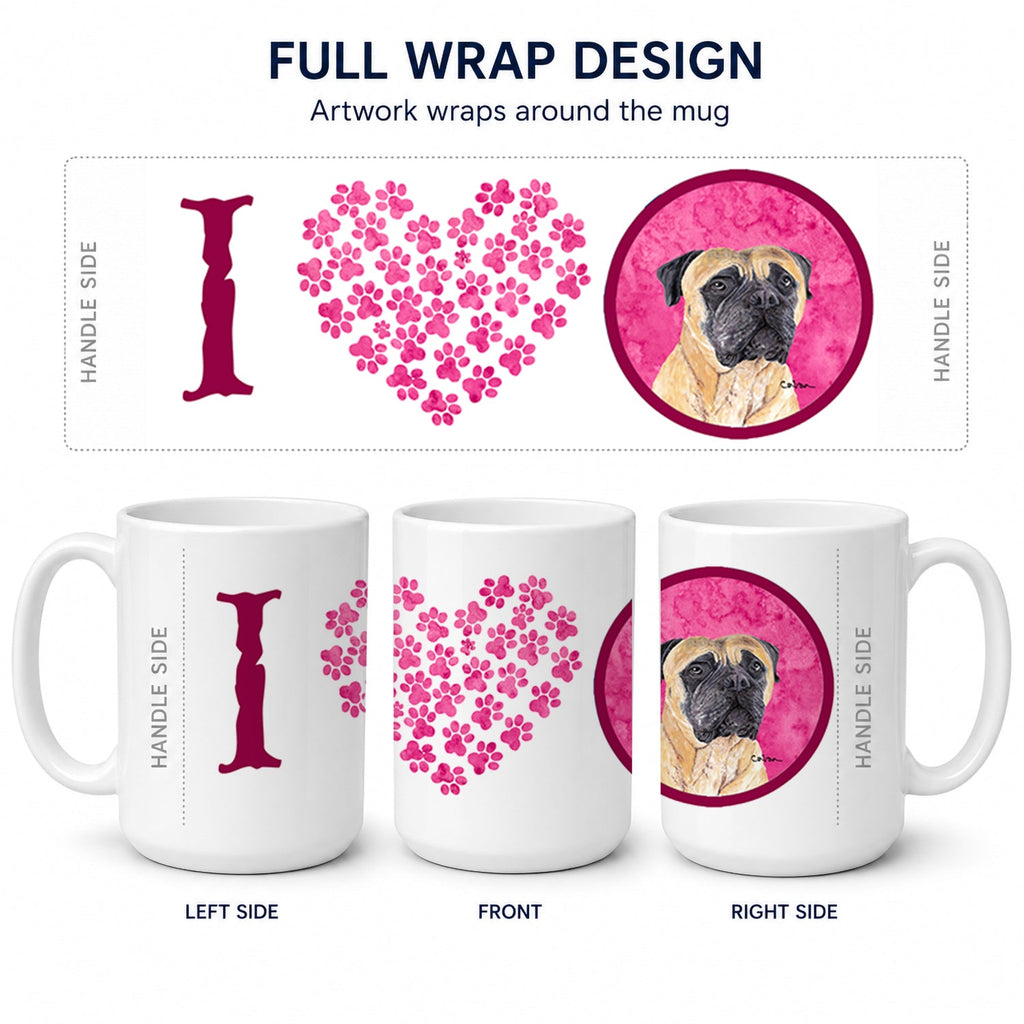 Pink Mastiff Ceramic Coffee Mug 15 oz Decorative Large C Handle Mug Cup for Tea, Cocoa Hot Chocolate