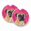 Pink Mastiff Set of 2 Cup Holder Car Coasters Absorbent Round Sandstone Coasters Gifts for Men or Women, 2.5, Multicolor