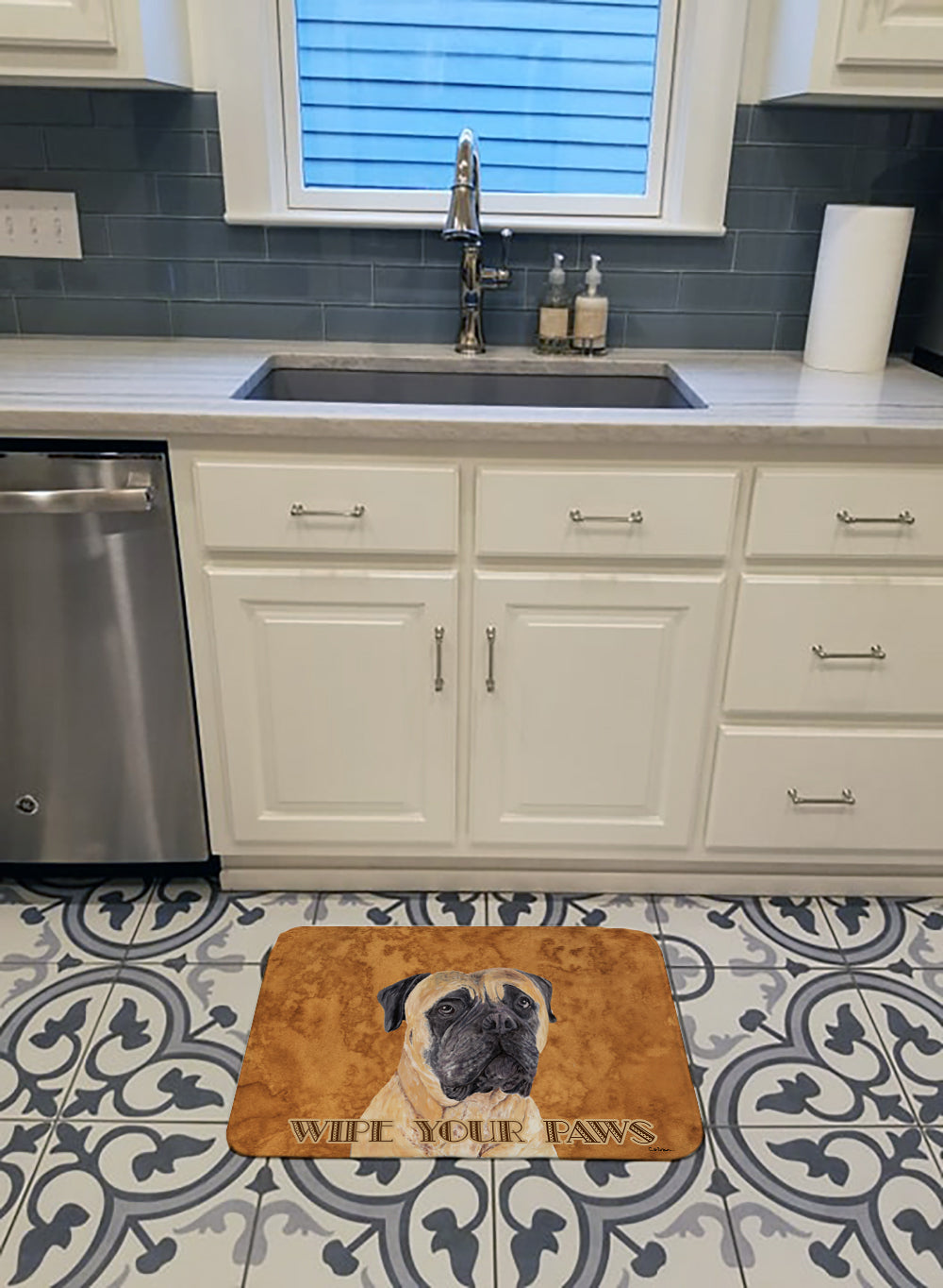 Mastiff Wipe your Paws Memory Foam Kitchen Mat Machine Washable Anti-Fatigue Cushion Comfort Bath or Kitchen Rug