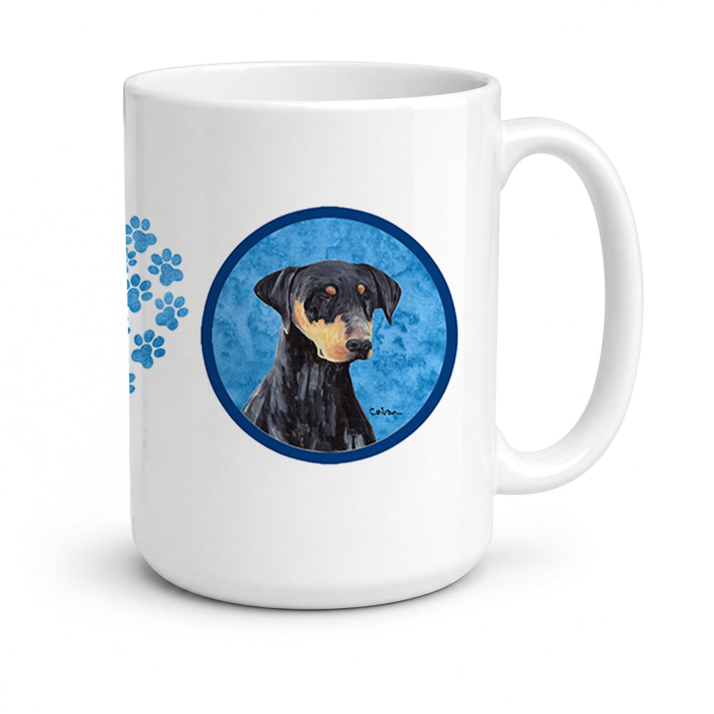 Blue Doberman Ceramic Coffee Mug 15 oz Decorative Large C Handle Mug Cup for Tea, Cocoa Hot Chocolate