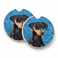 Blue Doberman Set of 2 Cup Holder Car Coasters Absorbent Round Sandstone Coasters Gifts for Men or Women, 2.5, Multicolor