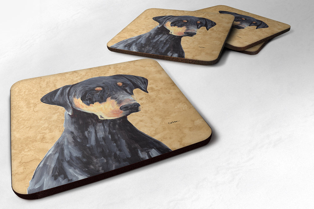 Doberman Wipe your Paws Foam Coasters Set of 4 Cup Coasters for Indoor Outdoor, Tabletop Protection, Anti Slip, Mouse pad Material