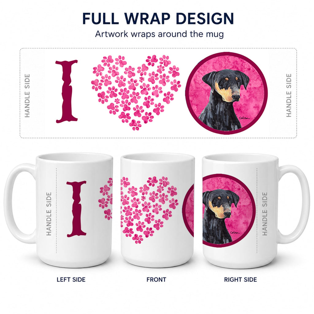Pink Doberman Ceramic Coffee Mug 15 oz Decorative Large C Handle Mug Cup for Tea, Cocoa Hot Chocolate