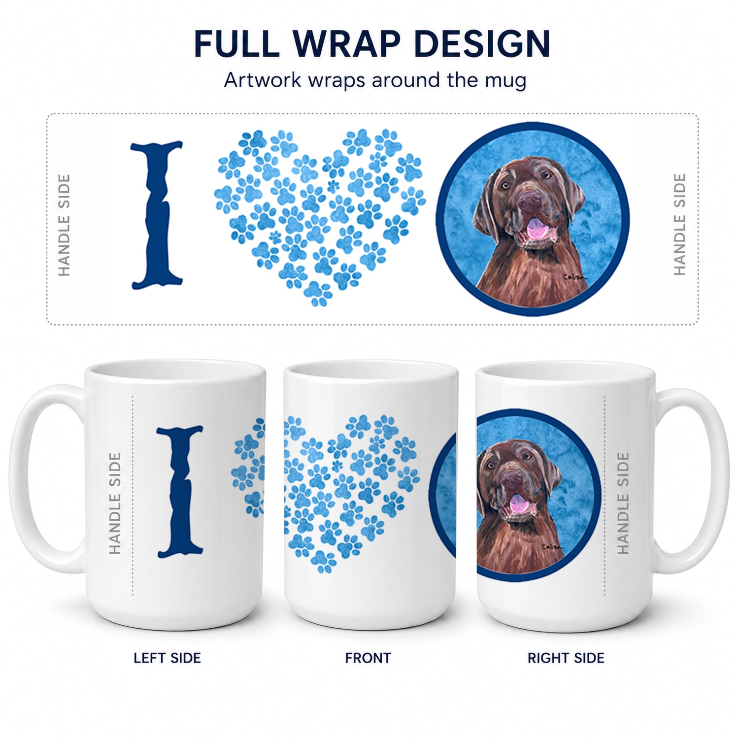 Blue Labrador Ceramic Coffee Mug 15 oz Decorative Large C Handle Mug Cup for Tea, Cocoa Hot Chocolate