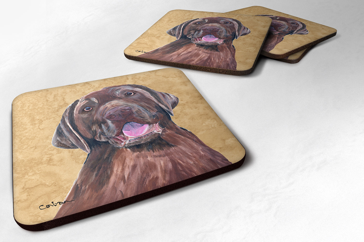 Labrador Wipe your Paws Foam Coasters Set of 4 Cup Coasters for Indoor Outdoor, Tabletop Protection, Anti Slip, Mouse pad Material