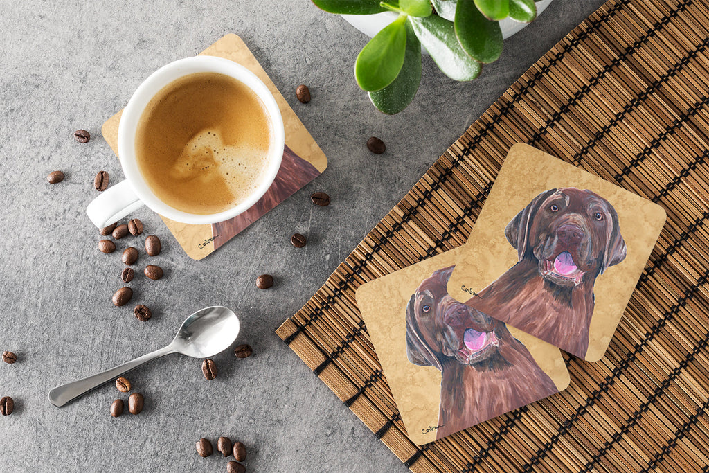 Labrador Wipe your Paws Foam Coasters Set of 4 Cup Coasters for Indoor Outdoor, Tabletop Protection, Anti Slip, Mouse pad Material