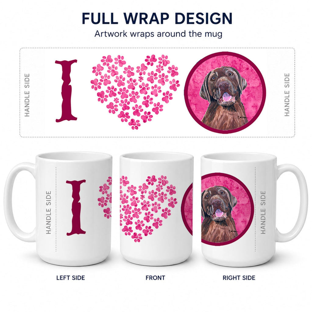 Pink Labrador Ceramic Coffee Mug 15 oz Decorative Large C Handle Mug Cup for Tea, Cocoa Hot Chocolate