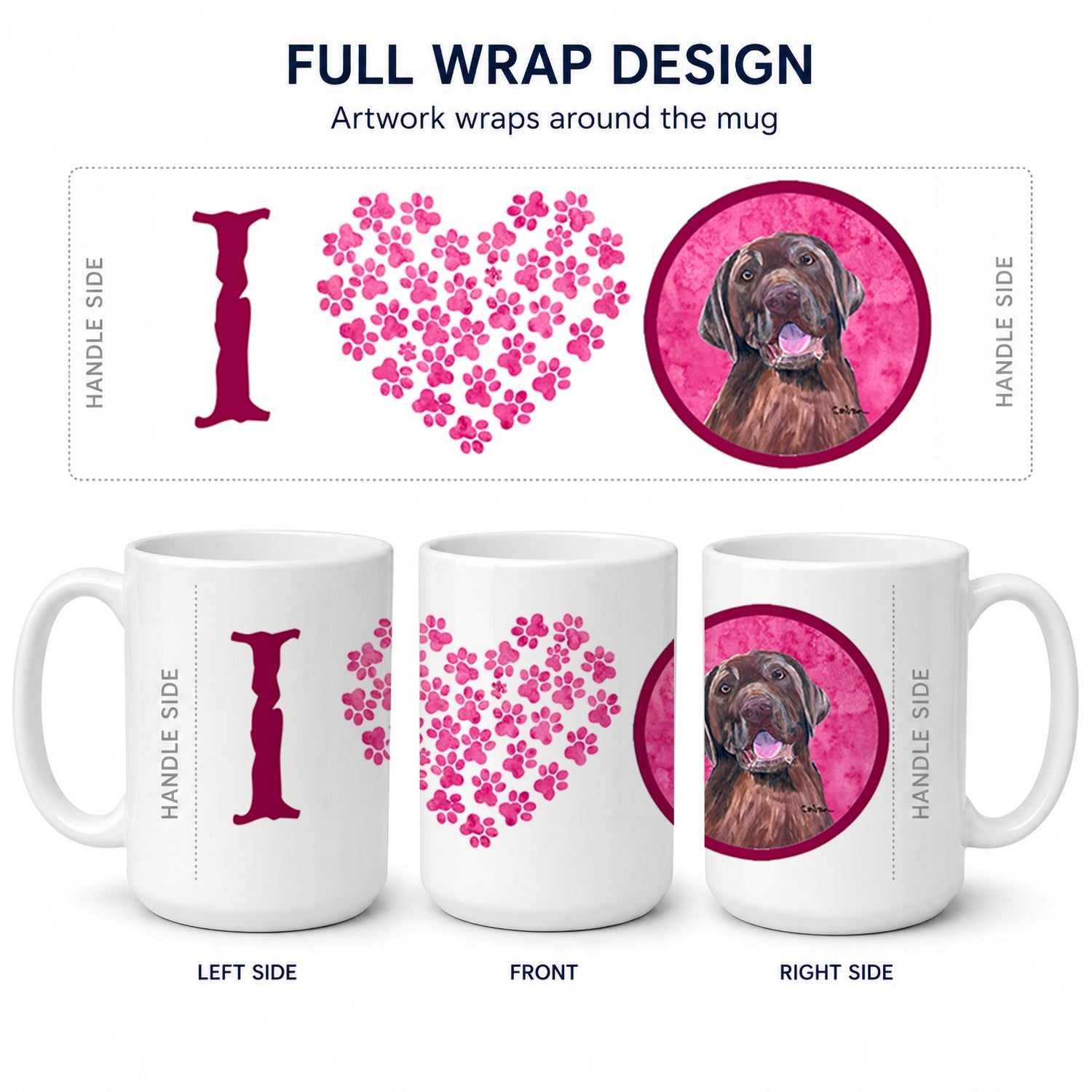 Pink Labrador Ceramic Coffee Mug 15 oz Decorative Large C Handle Mug Cup for Tea, Cocoa Hot Chocolate