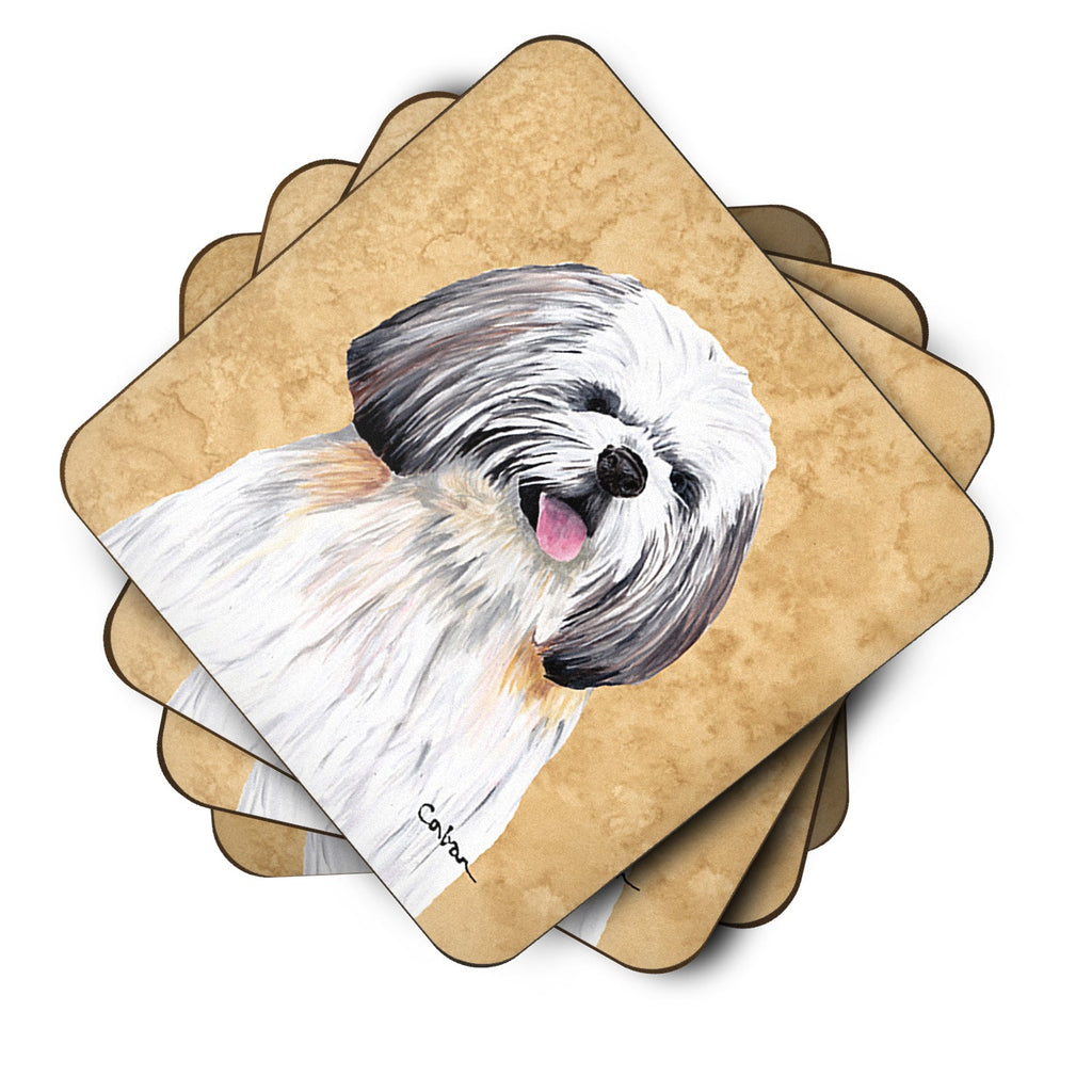 Shih Tzu Wipe your Paws Foam Coasters Set of 4 Cup Coasters for Indoor Outdoor, Tabletop Protection, Anti Slip, Mouse pad Material