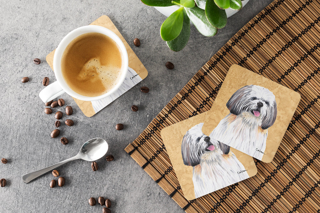 Shih Tzu Wipe your Paws Foam Coasters Set of 4 Cup Coasters for Indoor Outdoor, Tabletop Protection, Anti Slip, Mouse pad Material