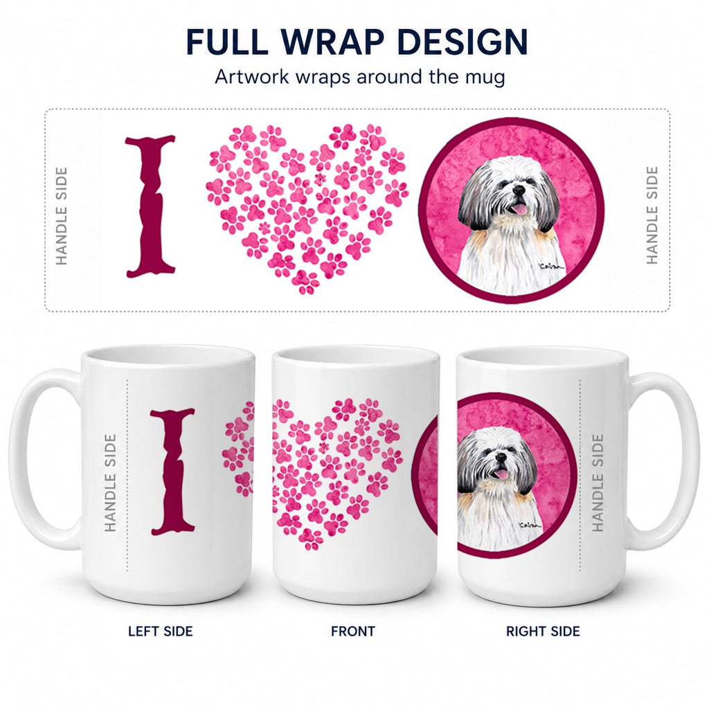 Pink Shih Tzu Ceramic Coffee Mug 15 oz Decorative Large C Handle Mug Cup for Tea, Cocoa Hot Chocolate