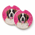 Pink Saint Bernard Set of 2 Cup Holder Car Coasters Absorbent Round Sandstone Coasters Gifts for Men or Women, 2.5, Multicolor