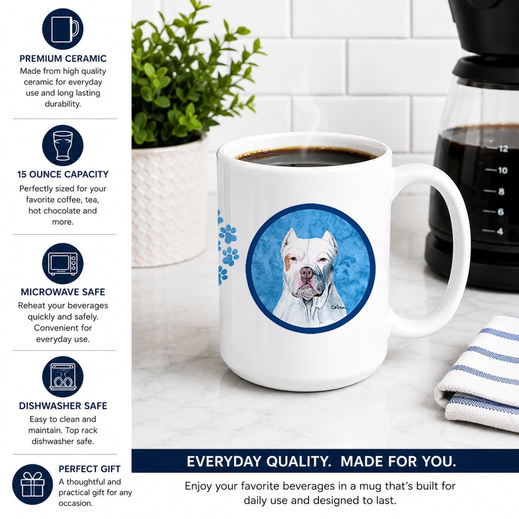 Blue Pit Bull Ceramic Coffee Mug 15 oz Decorative Large C Handle Mug Cup for Tea, Cocoa Hot Chocolate