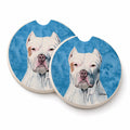 Blue Pit Bull Set of 2 Cup Holder Car Coasters Absorbent Round Sandstone Coasters Gifts for Men or Women, 2.5, Multicolor