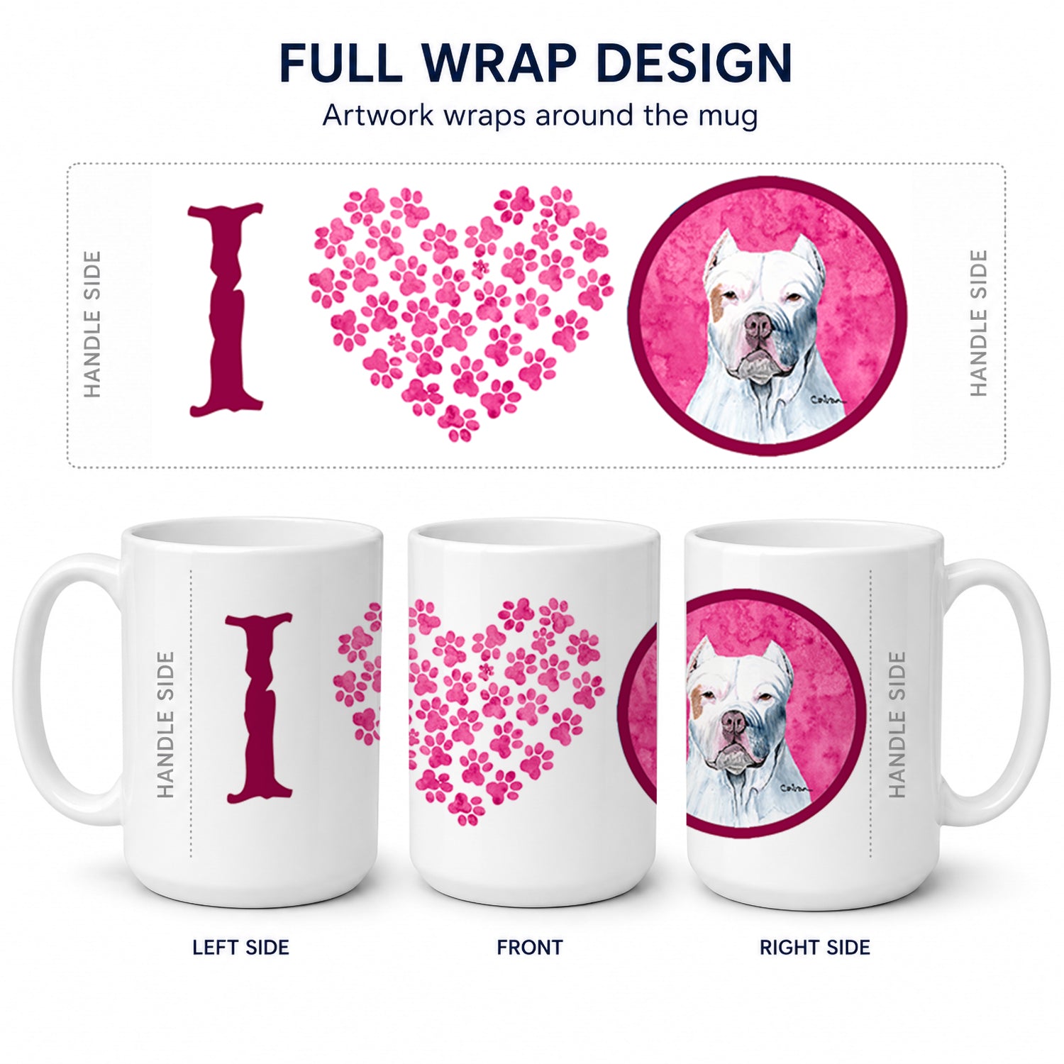Pink Pit Bull Ceramic Coffee Mug 15 oz Decorative Large C Handle Mug Cup for Tea, Cocoa Hot Chocolate