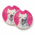 Pink Pit Bull Set of 2 Cup Holder Car Coasters Absorbent Round Sandstone Coasters Gifts for Men or Women, 2.5, Multicolor
