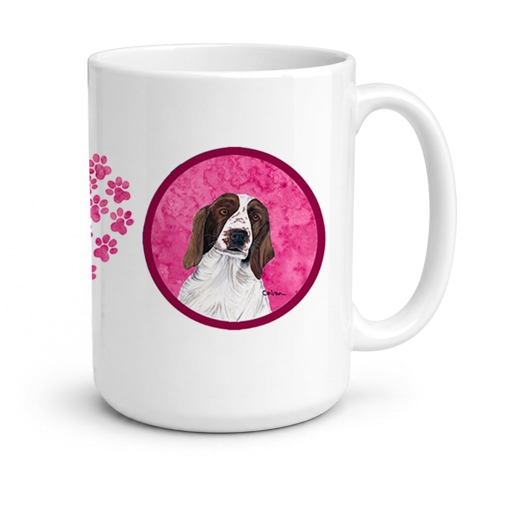 Pink Springer Spaniel Ceramic Coffee Mug 15 oz Decorative Large C Handle Mug Cup for Tea, Cocoa Hot Chocolate