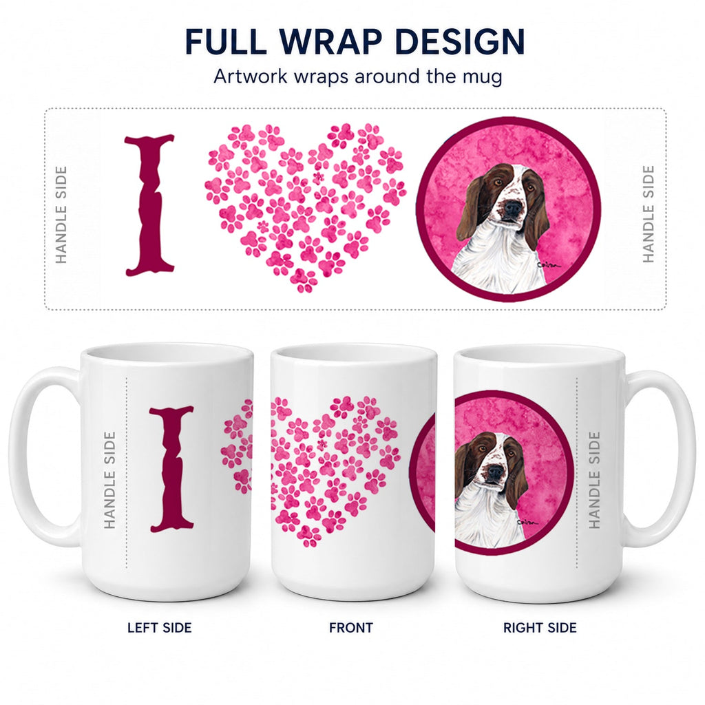 Pink Springer Spaniel Ceramic Coffee Mug 15 oz Decorative Large C Handle Mug Cup for Tea, Cocoa Hot Chocolate