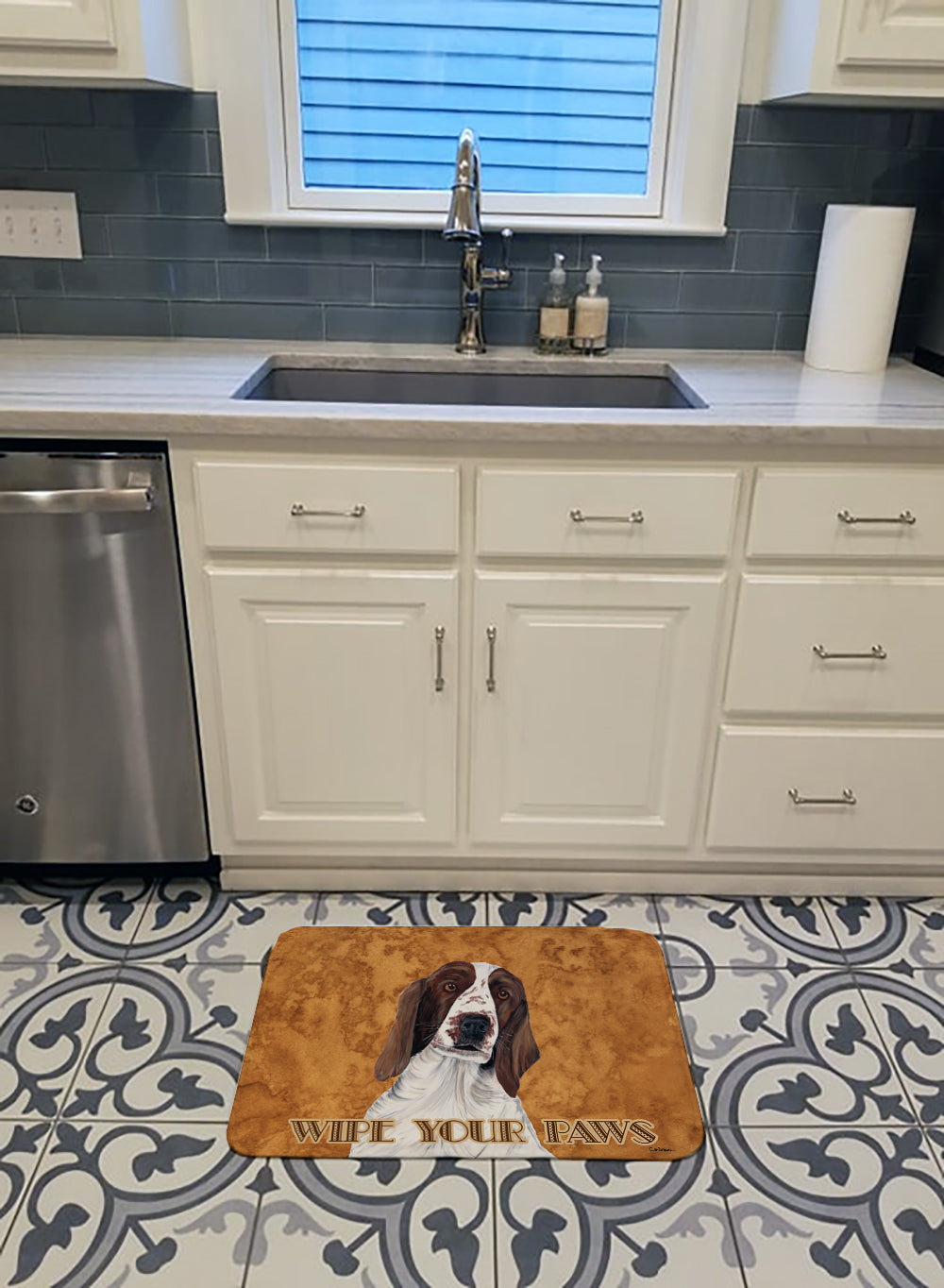 Springer Spaniel Wipe your Paws Memory Foam Kitchen Mat Machine Washable Anti-Fatigue Cushion Comfort Bath or Kitchen Rug