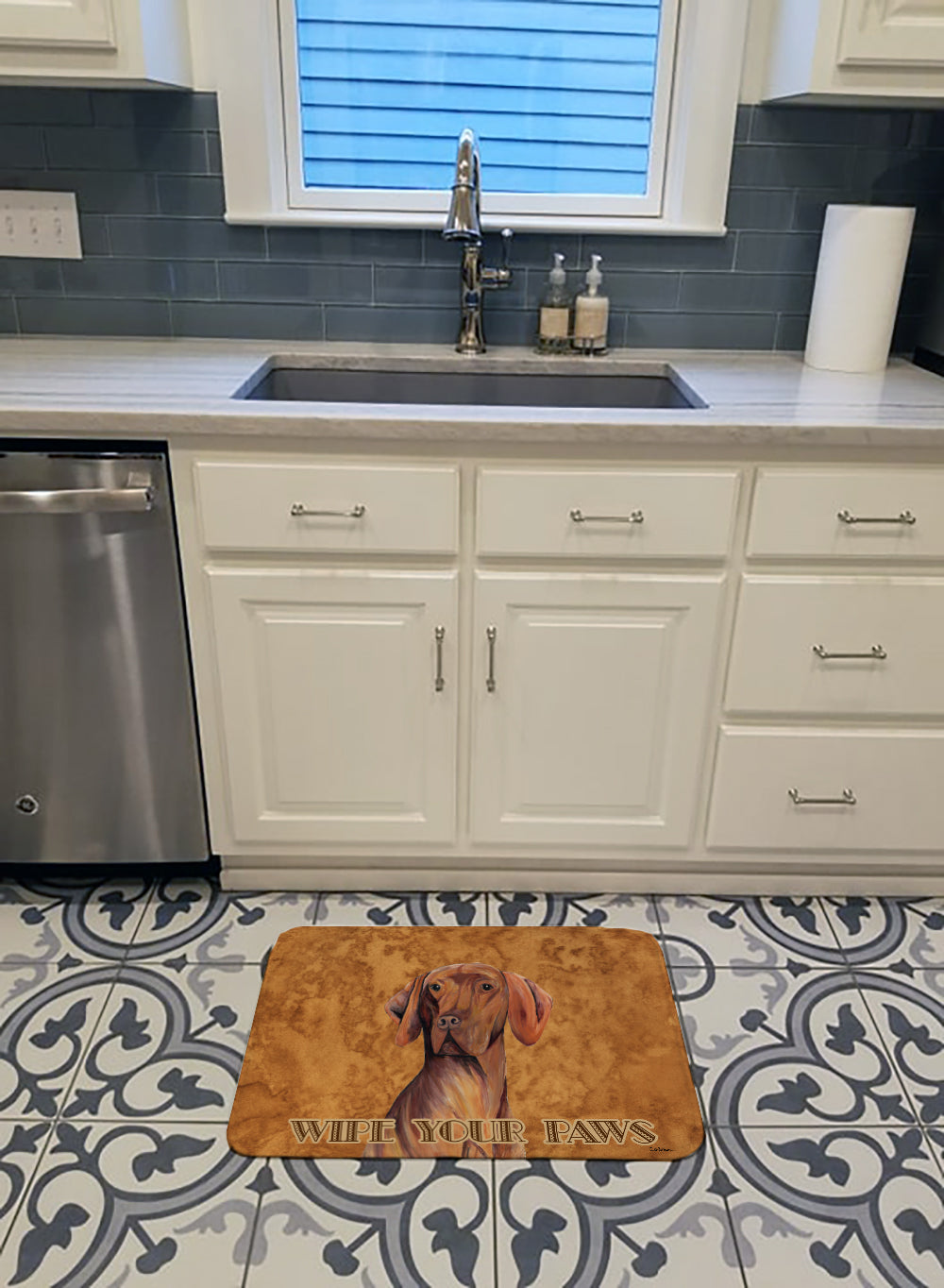 Vizsla Wipe your Paws Memory Foam Kitchen Mat Machine Washable Anti-Fatigue Cushion Comfort Bath or Kitchen Rug