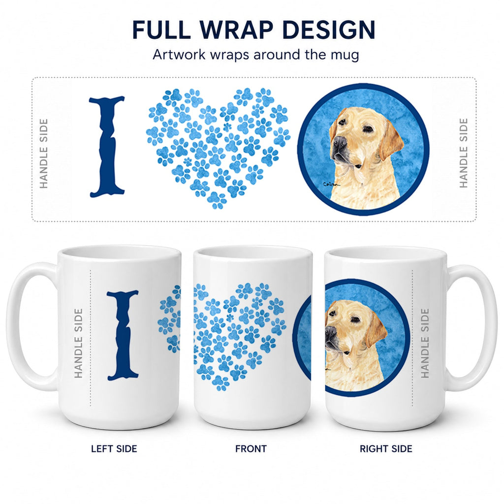 Blue Labrador Ceramic Coffee Mug 15 oz Decorative Large C Handle Mug Cup for Tea, Cocoa Hot Chocolate