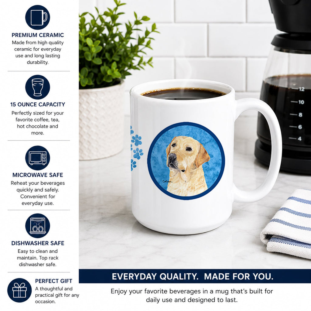 Blue Labrador Ceramic Coffee Mug 15 oz Decorative Large C Handle Mug Cup for Tea, Cocoa Hot Chocolate