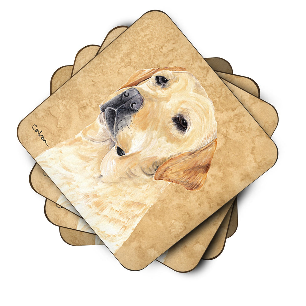 Labrador Wipe your Paws Foam Coasters Set of 4 Cup Coasters for Indoor Outdoor, Tabletop Protection, Anti Slip, Mouse pad Material