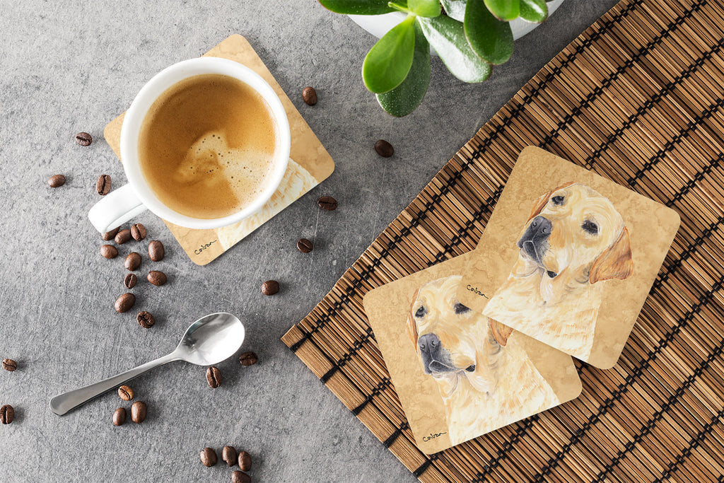 Labrador Wipe your Paws Foam Coasters Set of 4 Cup Coasters for Indoor Outdoor, Tabletop Protection, Anti Slip, Mouse pad Material