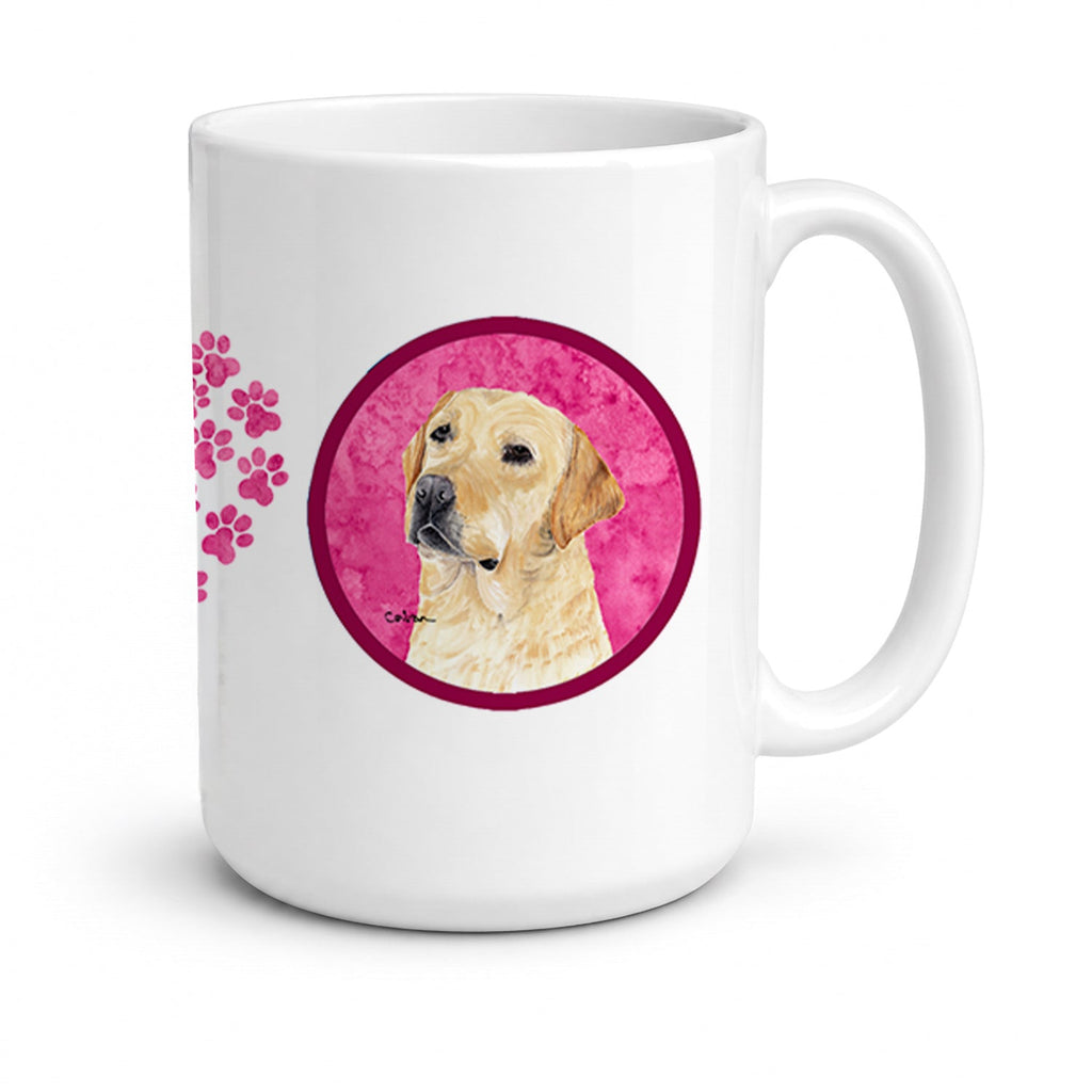 Pink Labrador Ceramic Coffee Mug 15 oz Decorative Large C Handle Mug Cup for Tea, Cocoa Hot Chocolate