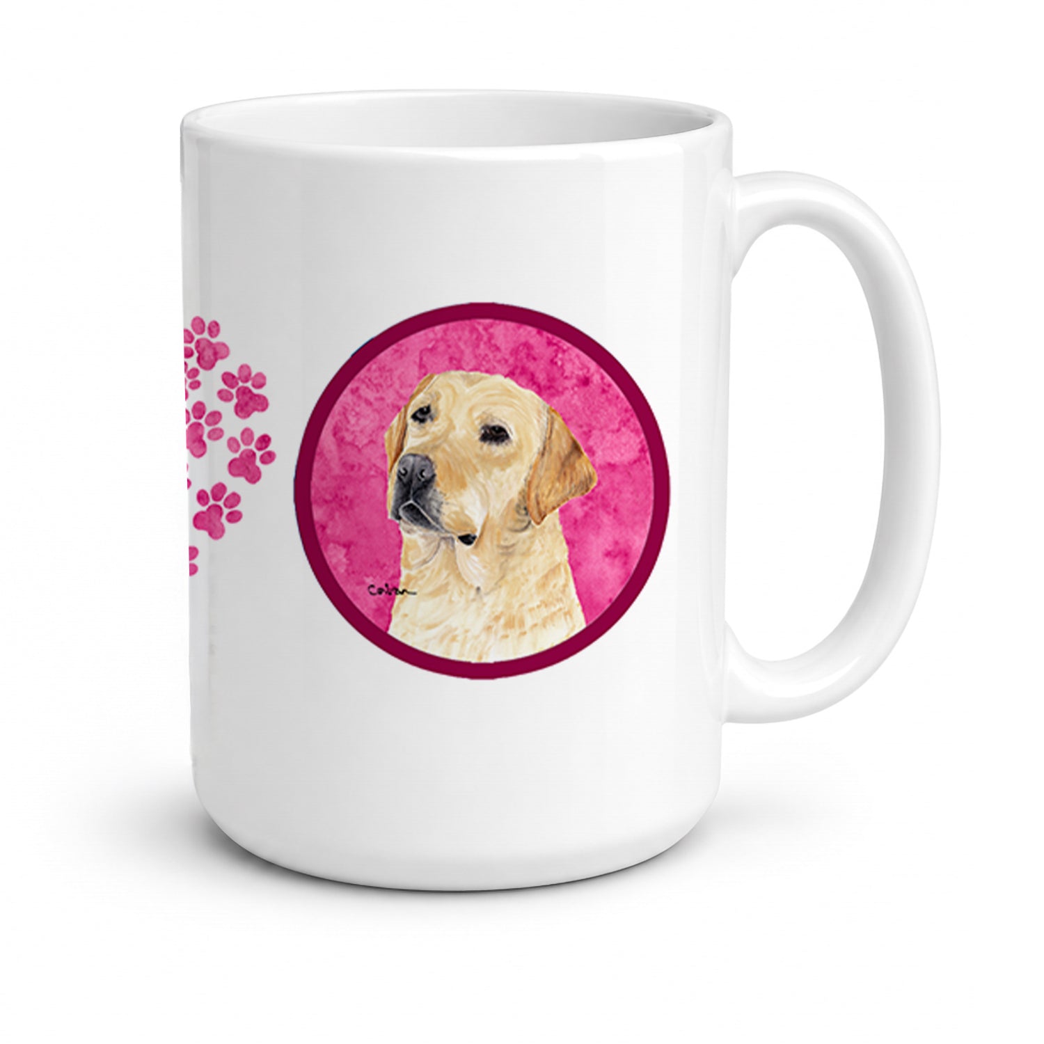Pink Labrador Ceramic Coffee Mug 15 oz Decorative Large C Handle Mug Cup for Tea, Cocoa Hot Chocolate